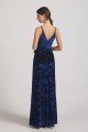 Velvet Floral Pattern Bridesmaid Dress with V-Neck and Straps UK