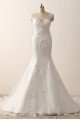 Ivory Sweetheart Straps Lace Mermaid Wedding Dress with Sweep Train UK