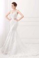 Ivory Wide Straps Mermaid V-neck Lace Wedding Dress UK