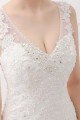 Ivory Wide Straps Mermaid V-neck Lace Wedding Dress UK