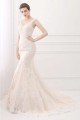 Mermaid V-neck Lace Ivory & Champagne Wedding Dress UK