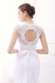White Mermaid Lace V-Neck Cap Sleeves Wedding Dress With Belt UK