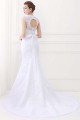 White Mermaid Lace V-Neck Cap Sleeves Wedding Dress With Belt UK