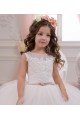 Ivory Ball Gown Bateau Neck Chapel Train Sleeveless Flower Girl Dress UK