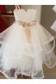 Ivory Ball Gown High Neck Floor Length Flower Girl Dress UK