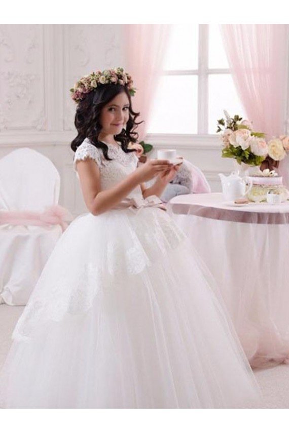 Ivory Ball Gown Sweetheart Floor Length Sleeveless Flower Girl Dress UK