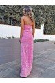 Sheath Halter Sleeveless Long Floor Length Velvet Sequin Prom Dress UK