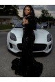 Black Sheath One Shoulder Long Sleeves Long Sweep Train Velvet Sequin Prom Dress UK