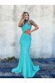 Mermaid One Shoulder Sleeveless Long Sweep Train Velvet Sequin Prom Dress UK