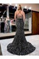 Sheath Spaghetti Straps Sleeveless Long Sweep Train Velvet Sequin Prom Dress UK