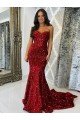 Burgundy Sheath Sweetheart Sleeveless Long Court Train Velvet Sequin Prom Dress UK