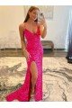 Long V-Neck Sleeveless Sweep Train Velvet Sequin Prom Dress UK