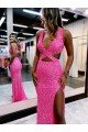 Sheath Long V-Neck Sleeveless Sweep Train Velvet Sequin Prom Dress UK
