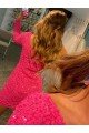 One Shoulder Long Sleeves Short Velvet Sequin Prom Dress UK